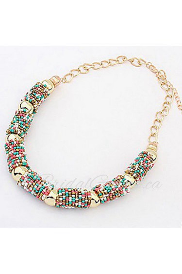 Bohemia Bead Half-Circle Cylinder Necklace(Assorted Color)