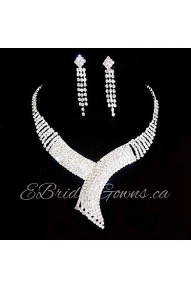 Jewelry Set Women's Wedding / Party Jewelry Sets Alloy / Rhinestone Rhinestone Necklaces / Earrings Silver