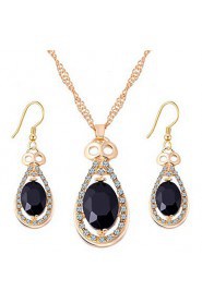 Fashion Temperament Luxury Water Droplets Shape Ruby Luxury Jewelry Sets