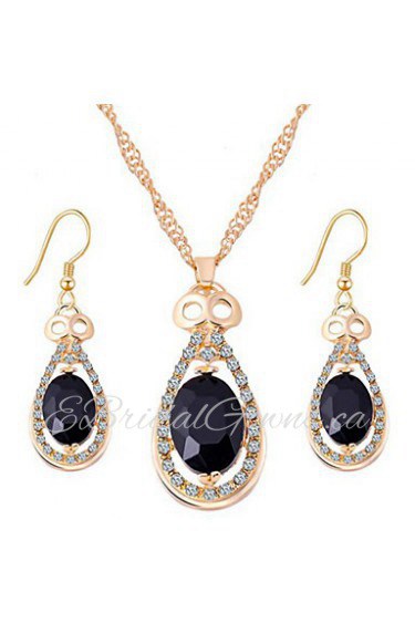 Fashion Temperament Luxury Water Droplets Shape Ruby Luxury Jewelry Sets