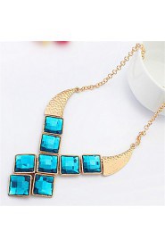 Fashion Geometry Box Necklace Short Clavicle Necklace Exaggerated Luxury Gemstone Jewelry