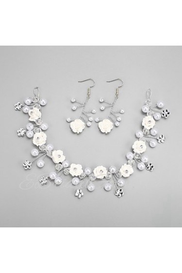 Jewelry Set Women's Wedding Jewelry Sets Alloy / Rhinestone Imitation Pearl / Rhinestone Earrings / Tiaras White