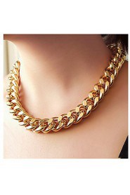 Shiny Light Gold Chunky Aluminium Curb Chain Necklace