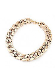 Shiny Light Gold Chunky Aluminium Curb Chain Necklace