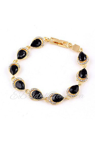 Ruby Crystal Gold Classic Shiny Interlocking Bracelet