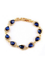 Ruby Crystal Gold Classic Shiny Interlocking Bracelet