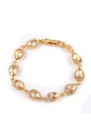 Ruby Crystal Gold Classic Shiny Interlocking Bracelet