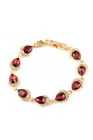 Ruby Crystal Gold Classic Shiny Interlocking Bracelet