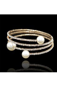 18k Golden Three Layer Elastic Bangle Bracelet for Party