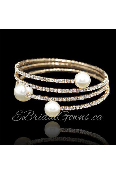 18k Golden Three Layer Elastic Bangle Bracelet for Party