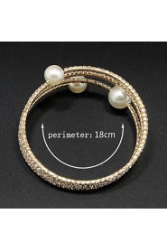 18k Golden Three Layer Elastic Bangle Bracelet for Party