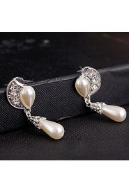 Women's Silver/Alloy Wedding/Party Jewelry Set Earring Necklace With Rhinestone White Pearls For Bridal