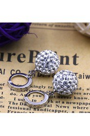 S925 Fine Silver Ball Shape Crystal Drop Earrings