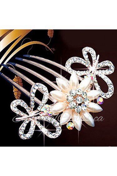 Lady's Imitation Pearl Hair Comb for Wedding Party Casual Hair Jewerly