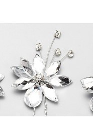 Women's / Flower Girl's Rhinestone / Alloy Headpiece-Wedding / Special Occasion Hair Pin 3 Pieces White Round