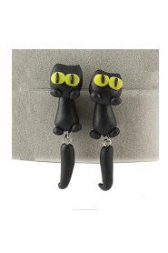 Fashion Manual Polymer Clay Animals Big Eye Stereoscopic Cat Earrings