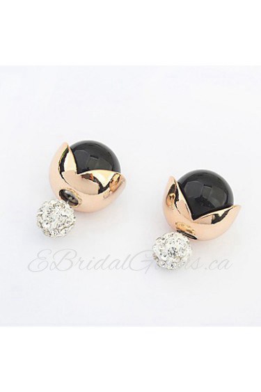 Sweet Crown Pearl Double-sided Earrings