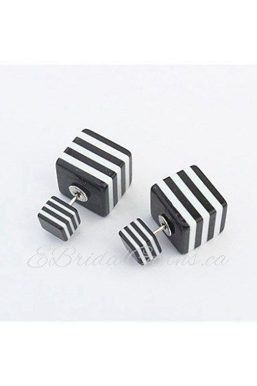 Simple Candy-colored Stripes Square Earrings