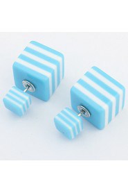 Simple Candy-colored Stripes Square Earrings