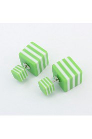 Simple Candy-colored Stripes Square Earrings