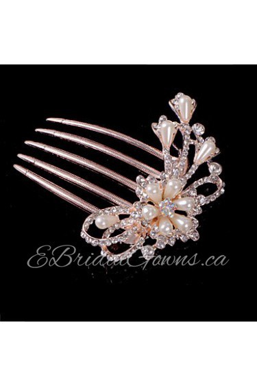 Alloy Hair Combs With Imitation Pearl/Rhinestone Wedding/Party Headpiece