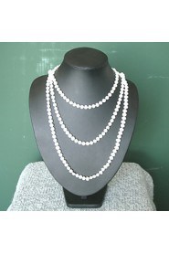 Super Long White Fresh Water Pearl Necklace/ Free Style