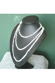 Super Long White Fresh Water Pearl Necklace/ Free Style