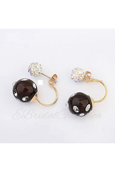 Women's Fashion Flash Rhinestone Lacquered Candy Color Stud Earrings