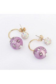 Women's Fashion Flash Rhinestone Lacquered Candy Color Stud Earrings