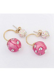 Women's Fashion Flash Rhinestone Lacquered Candy Color Stud Earrings