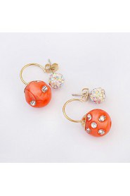 Women's Fashion Flash Rhinestone Lacquered Candy Color Stud Earrings