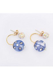 Women's Fashion Flash Rhinestone Lacquered Candy Color Stud Earrings