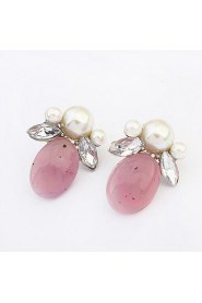 Lady Purple Decorative Oval Pearl Earrings