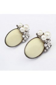 Lady Purple Decorative Oval Pearl Earrings