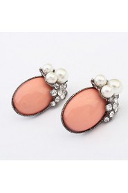 Lady Purple Decorative Oval Pearl Earrings