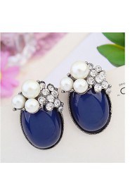 Lady Purple Decorative Oval Pearl Earrings