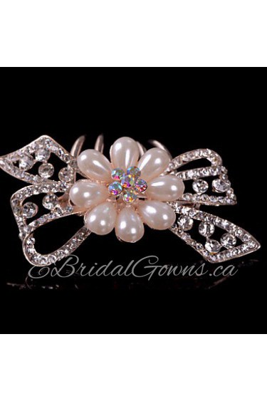 Bowknot Alloy Hair Combs With Imitation Pearl/Rhinestone Wedding/Party Headpiece