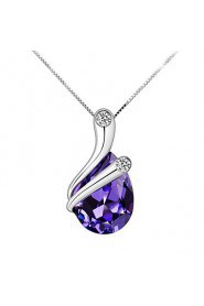 Silver Wrapped Amethyst Shiny Crystal Necklace Clavicle Chain