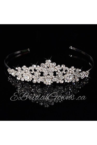 Bridal Crown Silver Tiara Queen Flower Leaf Butterfly Crystal/Diamond Hairclips Headpiece Wedding/Party