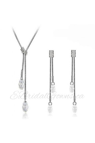 Jewelry Set Women's Wedding / Birthday / Gift / Party Jewelry Sets Alloy Crystal Necklaces / Earrings Silver