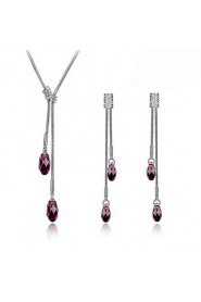 Jewelry Set Women's Wedding / Birthday / Gift / Party Jewelry Sets Alloy Crystal Necklaces / Earrings Silver