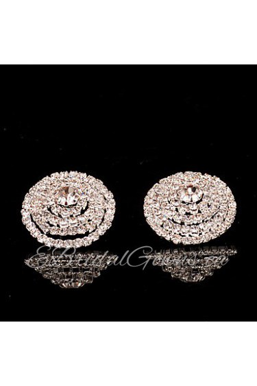 Stud Earrings Women's Plated Silver Earring Rhinestone