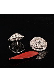 Stud Earrings Women's Plated Silver Earring Rhinestone