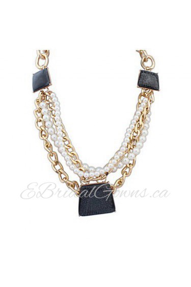 Stylish And Elegant Multi-Stone Pearl Necklace Trapezoid