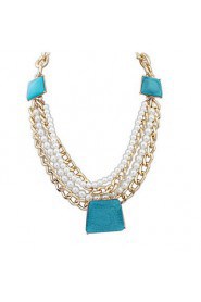 Stylish And Elegant Multi-Stone Pearl Necklace Trapezoid