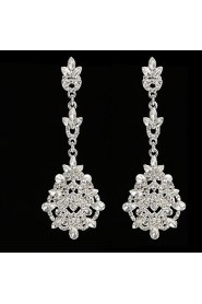 Vintage Women's Earrings Crystal Zircon Diamond Silver Earring For Wedding Bridal