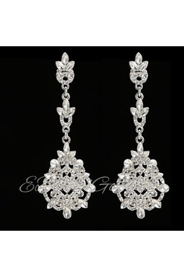 Vintage Women's Earrings Crystal Zircon Diamond Silver Earring For Wedding Bridal