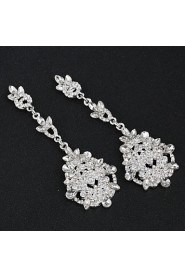 Vintage Women's Earrings Crystal Zircon Diamond Silver Earring For Wedding Bridal