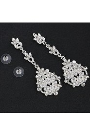 Vintage Women's Earrings Crystal Zircon Diamond Silver Earring For Wedding Bridal