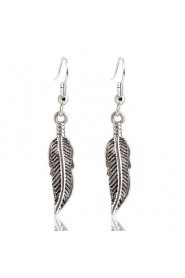 Retro Gold And Silver Clear Veins Leaf Drop Earrings